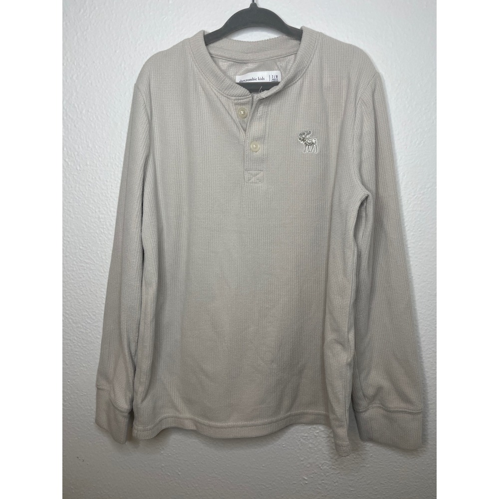 Abercrombie Kids Beige Waffle Knit Long Sleeve Henley Shirt Size 7/8